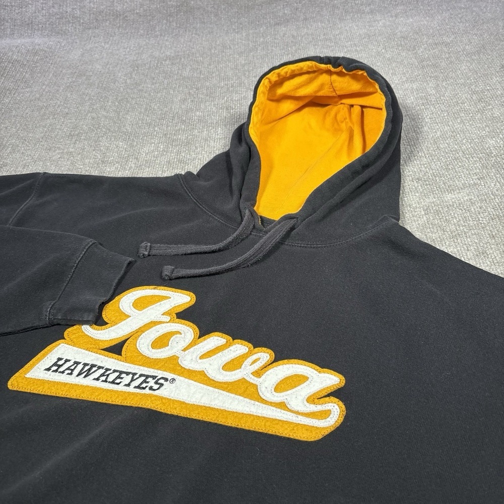 Iowa Hawkeyes Hoodie Sweatshirt‎ Mens XL Black Fleece Embroidered J America